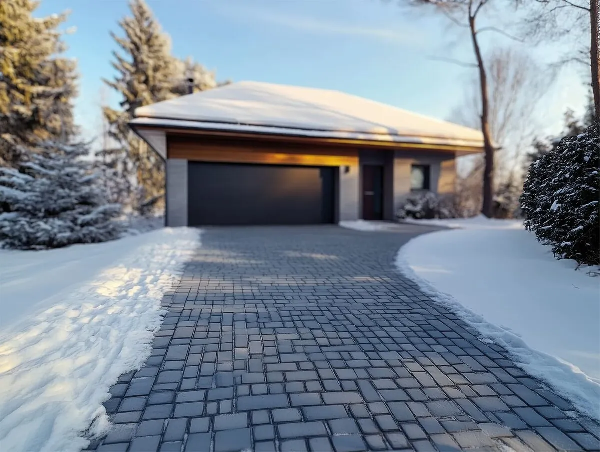 driveway with installed electric heating