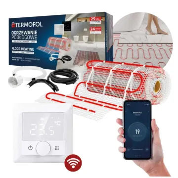 MATA pod płytki ZESTAW OGRZEWANIA PODŁOGOWEGO 0,5 m2 150W/m2 + TFH5 WIFI