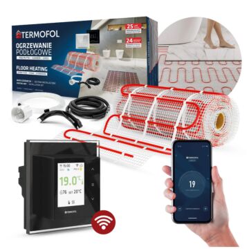 MATA GRZEWCZA ZESTAW z termoregulatorem 20m2 150W/m2 TF-H7 BLACK 50CM + WIFI